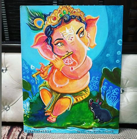 Ganesha painting on canvas using acrylic colors #dikshasethii | Ganesha ...