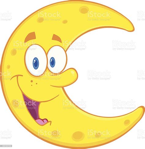 Cartoon Smiling Moon Stock Illustration - Download Image Now - Cartoon ...