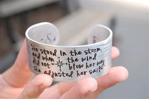 Inspirational Quote Jewelry Engraved Cuff Bracelet Custom Text