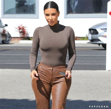 Kim Kardashian's Leather Pants Have the Perfect Vintage Look | POPSUGAR Fashion