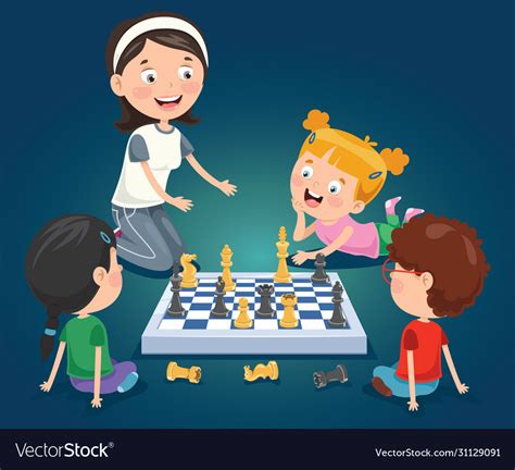 Cartoon character playing chess game Royalty Free Vector