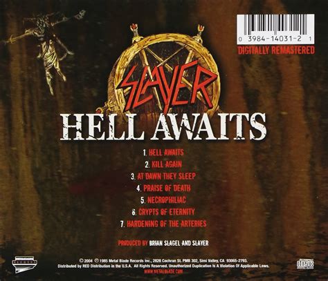 Classic Rock Covers Database (full album torrents): Slayer - Hell Awaits (1985)