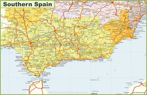 Map of southern Spain - Detailed map of southern Spain (Southern Europe ...