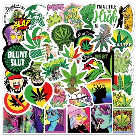 50 Cannabis Weed 420 Stoner Stickers Pack Waterproof Vinyl - Etsy