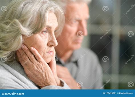 Portrait of a Sad Senior Couple Stock Image - Image of wife, indoors: 120499381