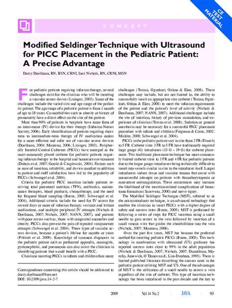 (PDF) Modified Seldinger Technique with Ultrasound for PICC Placement ...