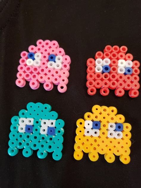 Pac Man Ghost Set of 4 | Perler bead patterns, Perler bead art, Bead art