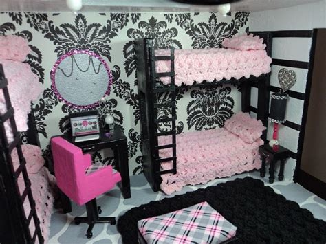 Black and Pink Doll Bunk Beds and Furniture