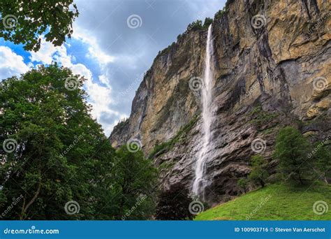 Staubbach Waterfall, Switzerland Stock Photo - Image of alps, summer: 100903716