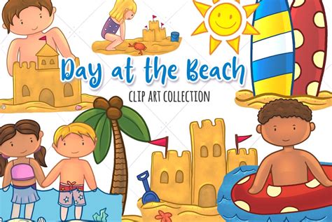 Day at the Beach Clip Art Collection (105785) | Illustrations | Design Bundles