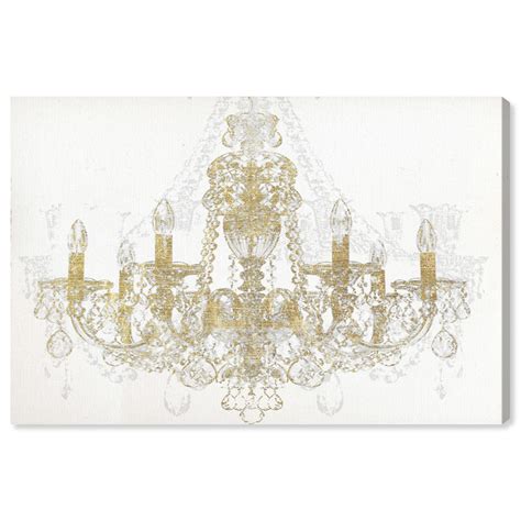 Runway Avenue Fashion and Glam Wall Art Canvas Prints 'Chandelier Diamond' Chandeliers - Gold ...