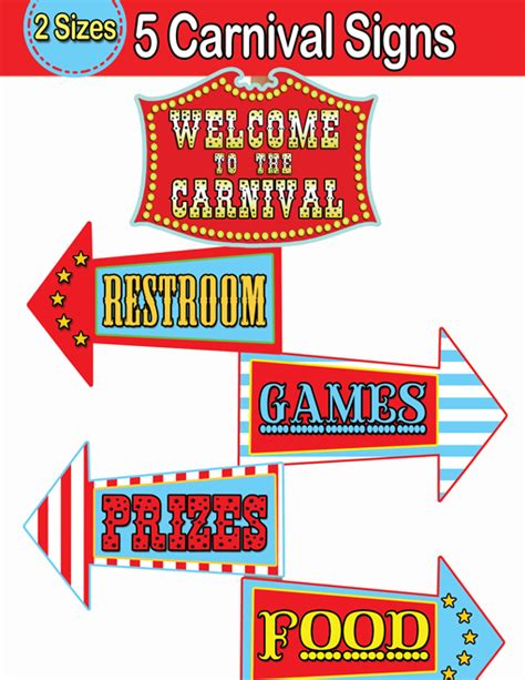 Carnival Directional Signs, Circus Welcome Sign - INSTANT DOWNLOAD - Cupcakemakeover | Carnival ...