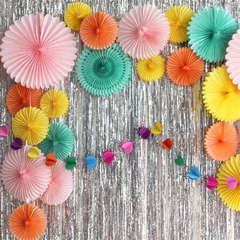 15cm 30cm Tissue Paper Cut out Paper Fans Pinwheels Hanging Flower Paper Crafts for Showers ...