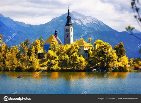 Lake Bled Assumption Mary Pilgrimage Church Small Island Autumn Stock ...