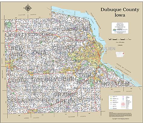 Dubuque County Iowa 2016 Wall Map, Dubuque County Parcel Map 2016, Dubuque County Plat Map, Plat ...