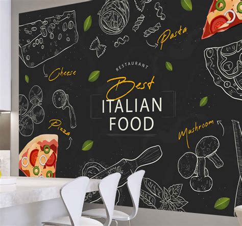 Italian food icons mural wallpaper - TenStickers