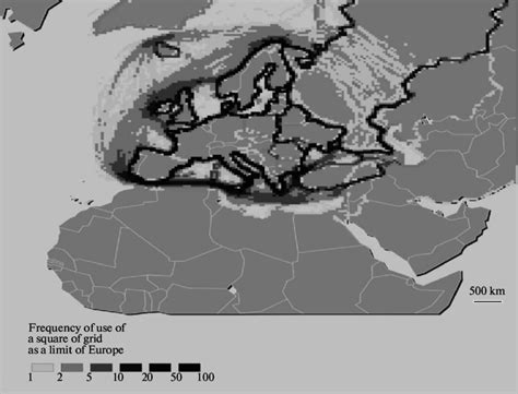 Borders of Europe outlined by the Russian participants in the study ...