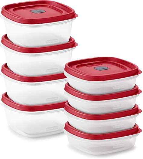 Rubbermaid Easy Find Vented Lids Food Storage, Set of 8 (16 Pieces Total) Plastic Meal Prep ...