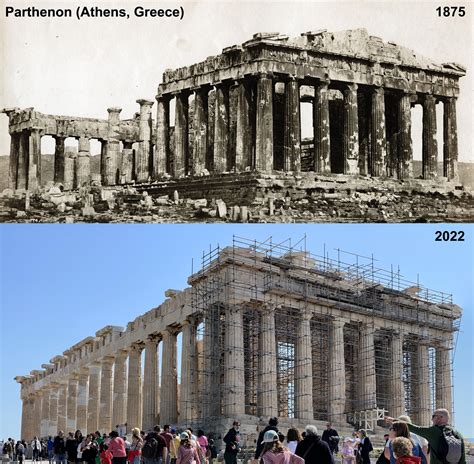 Parthenon (Athens, Greece). 1875 vs 2022 : r/OldPhotosInRealLife