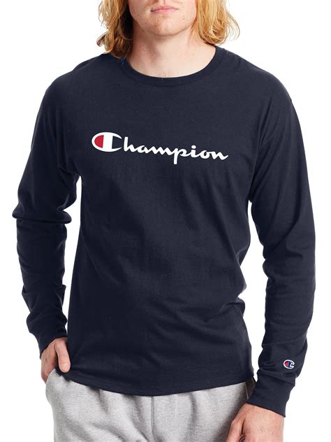 Champion - Champion Men's Script Logo Classic Long Sleeve Graphic Tee Shirt, Sizes S-2XL ...