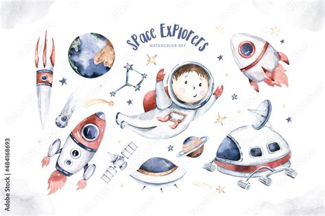 Astronaut baby boy space suit, cosmonaut stars, moon, rocket and ...