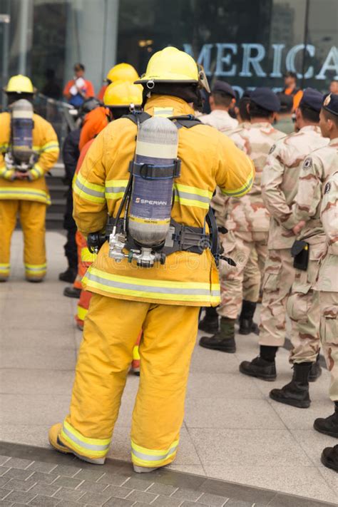 Firefighter in Mock Disaster Drill Editorial Stock Image - Image of alert, equipment: 69151384