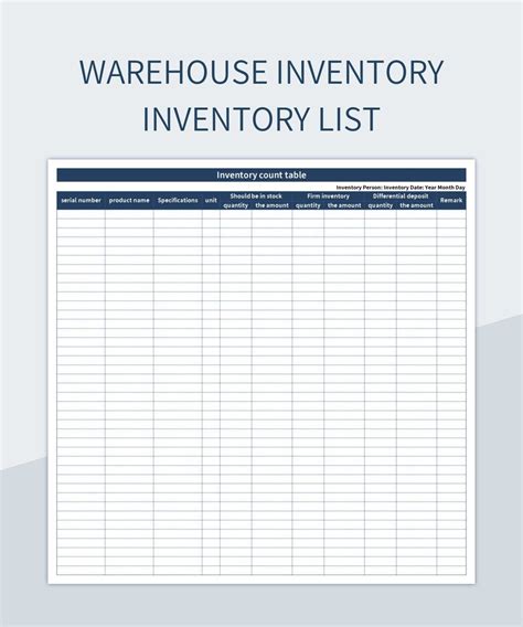 Warehouse Inventory Inventory List Excel Template And Google Sheets File For Free Download ...