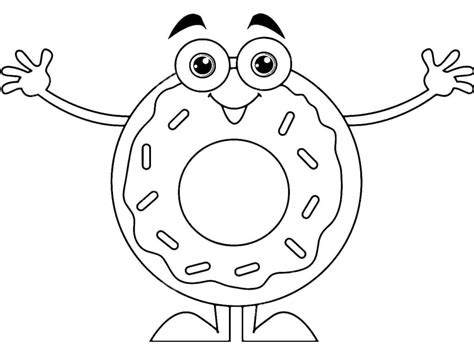 Happy Donut coloring page - Download, Print or Color Online for Free