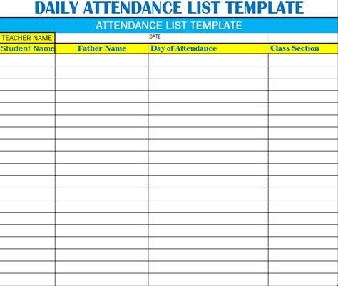 Attendance List Template – Excel Word Templates | Attendance list, List ...