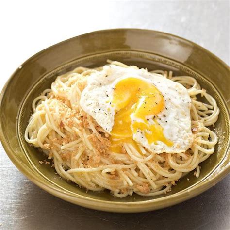 Spaghetti With Fried Eggs and Breadcrumbs Recipe | Just A Pinch Recipes