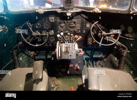 Cockpit of a French Sud Aviation Caravelle on display at the Aviodrome Aviation Theme Park Stock ...
