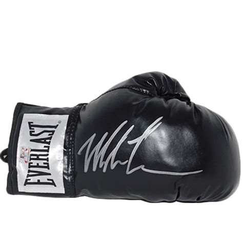 Mike Tyson Autographed Black Boxing Glove Signed in Silver (JSA) — RSA