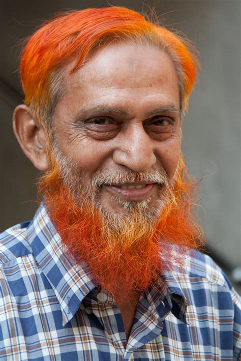 Trader with henna hair & henna beard at market in Ahmedaba… | Flickr