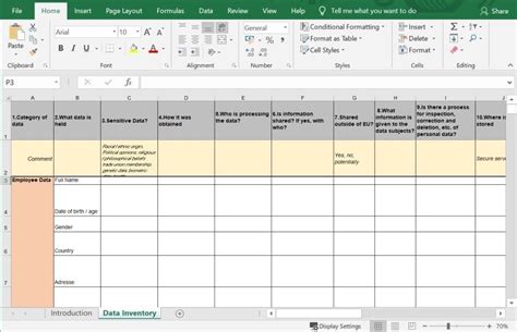 Data Inventory Template