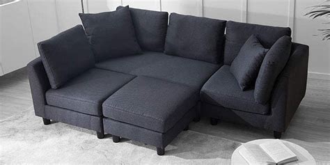 Buy Tryano 5 Seater Interchangeable Corner Sofa in Dark Grey Colour by ...