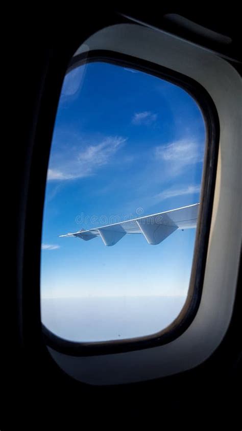 Plane Wing and Beautiful Blue Sky from the Plane Window Stock Image - Image of looking, flight ...