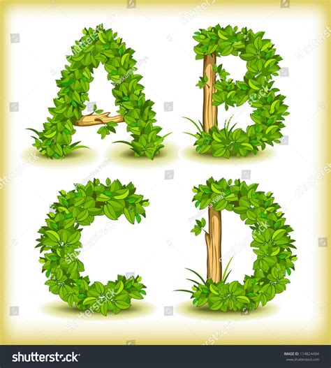 Green Tree Alphabet Font Stock Vector Illustration 114824494 : Shutterstock