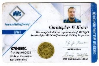 Kisner Welding Techniques, LLC - CERTIFIED WELDING INSPECTOR SERVICES