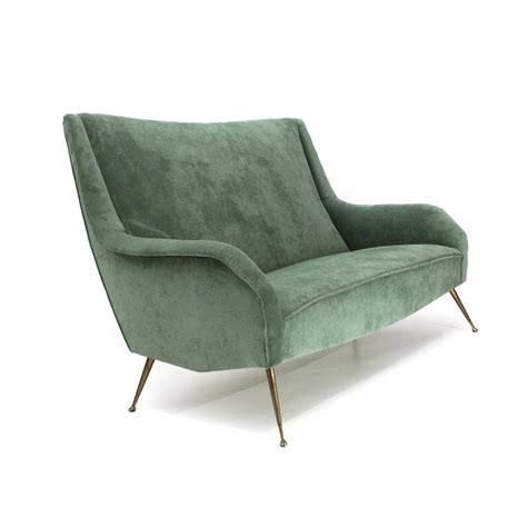 Italian mid-century green velvet sofa, 1950s | #90934