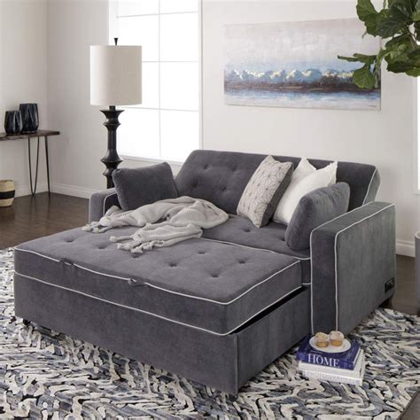 Grey Queen Pull Out Sleeper Sofa with USB Port | Jerome's Furniture ...