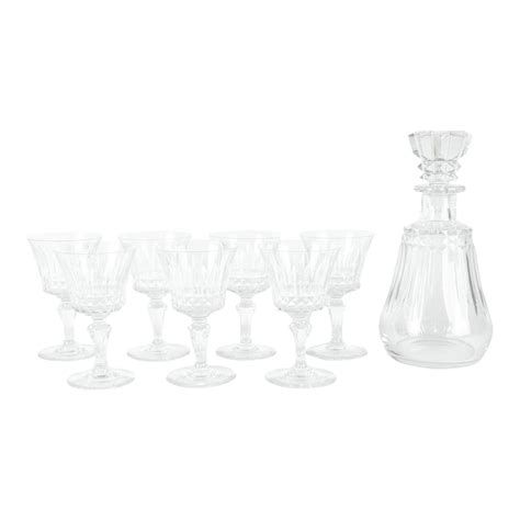 Vintage Baccarat Crystal Decanter & Glasses - Set of 8 | Chairish