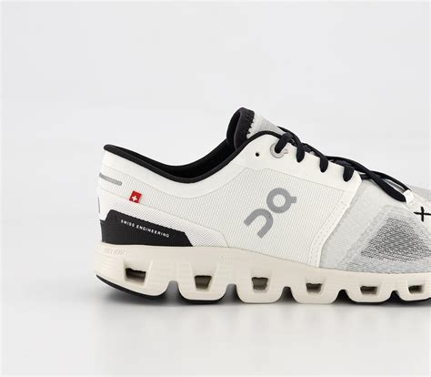 On Running Cloud X3 Trainers Ivory Black - Men's Trainers