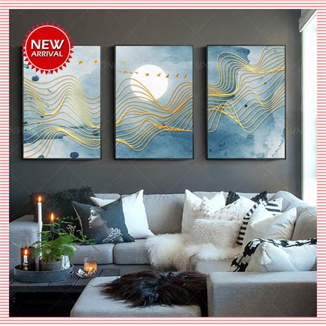 Water color Gold line set of 3 wall art prints Abstract white | Etsy in ...