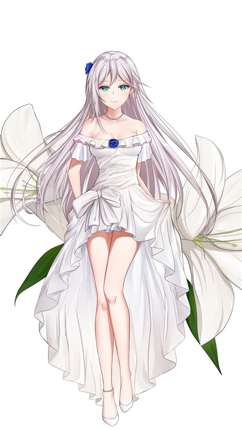 Download wallpaper 2160x3840 cecilia shania, white dress, minimal, beautiful, anime girl, 2160p ...