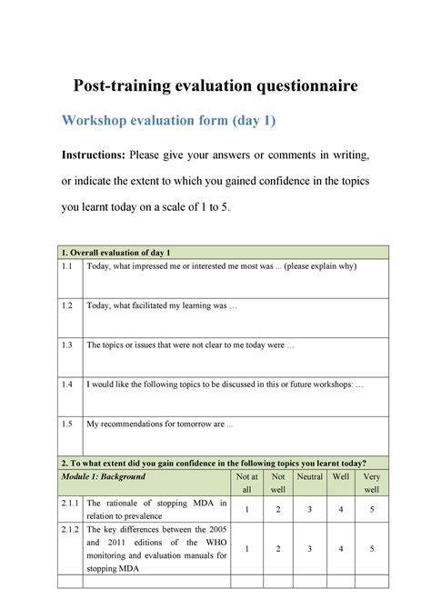 Free Questionnaire Template Word For Your Needs