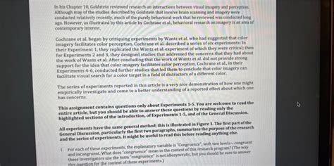 Solved In his Chapter 10, Goldstein reviewed research on | Chegg.com