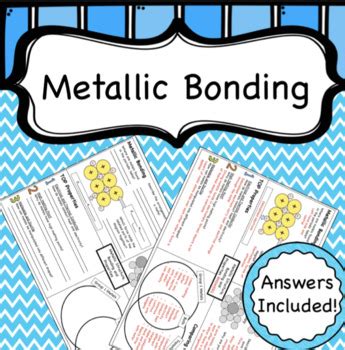 Metallic Bonding Structure and Properties Worksheet by Science House