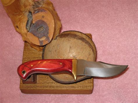 Overall Clip Point Knife Blade with a Brass Slotted Guard, Brass pins ...