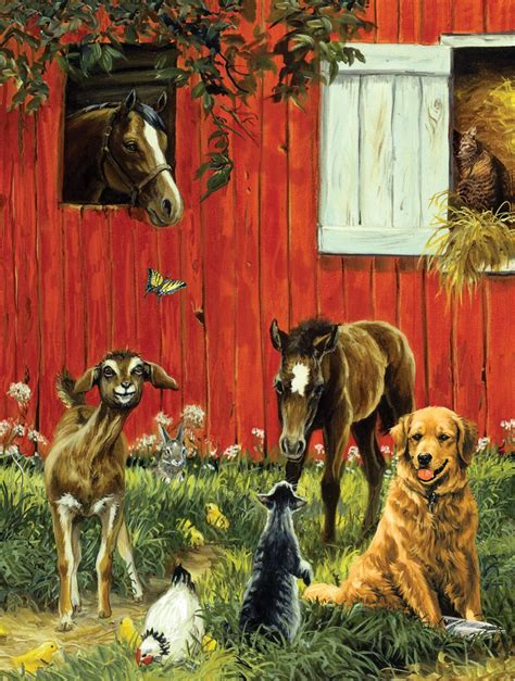 What's your name?, 500 Pieces, SunsOut | Puzzle Warehouse | Farm animal paintings, Farm art ...