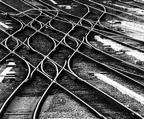 Rails, on rails, railway, tracks, lines, curves, photograph, black and white, awesome, on rails ...